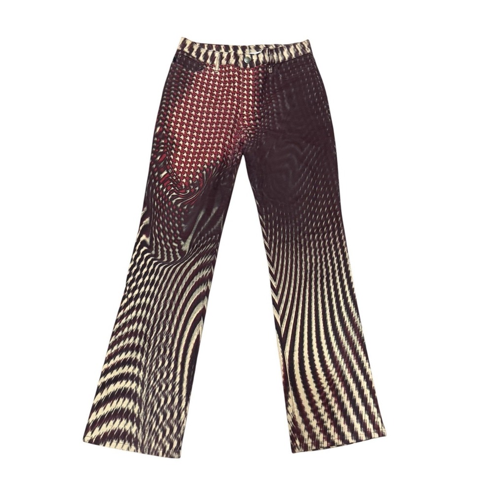 Vintage Just Cavalli Houndstooth Psychedelic Pants Illusion Brown Jeans 31